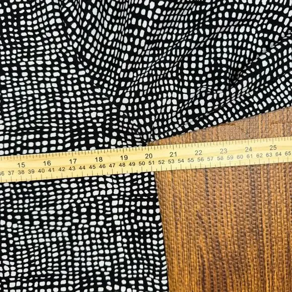 Melloday Womens L Black White Dot 1/4 Zip Top Stretch Blouse Tunic - Picture 6 of 8